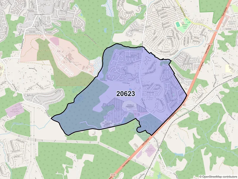 Map of ZIP Code 20623 — Cheltenham, MD