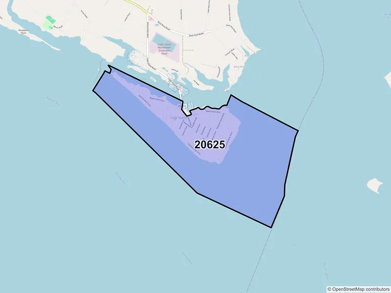 Map of Cobb Island, Maryland and ZIP codes