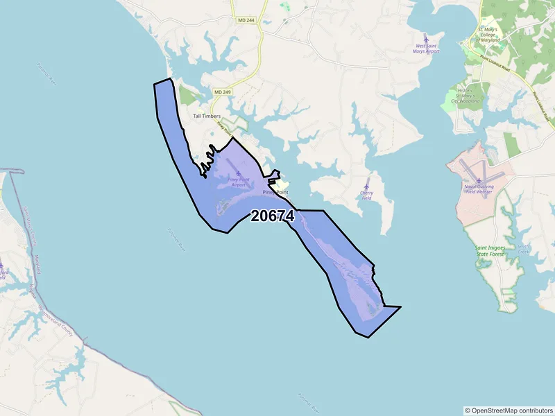 Map of ZIP Code 20674 — Piney Point, MD