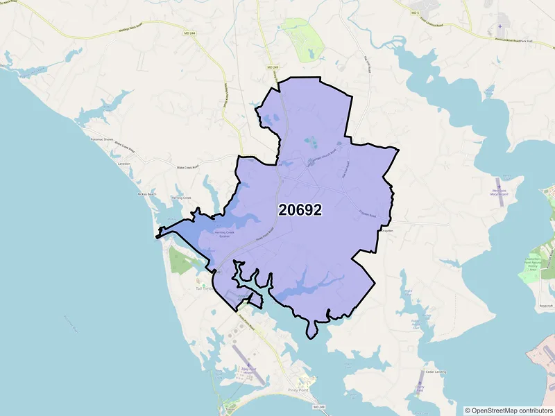 Map of ZIP Code 20692 — Valley Lee, MD