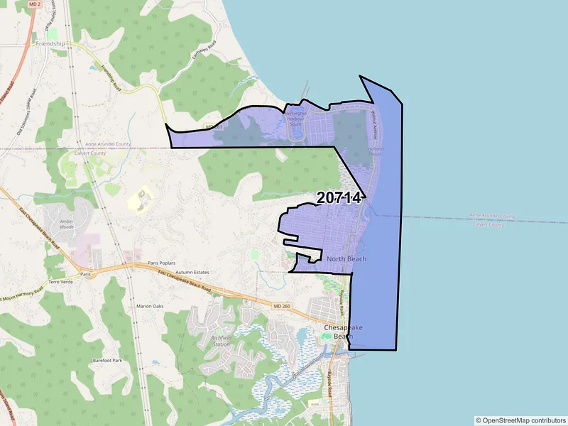 Map of ZIP Code 20714 — North Beach, MD