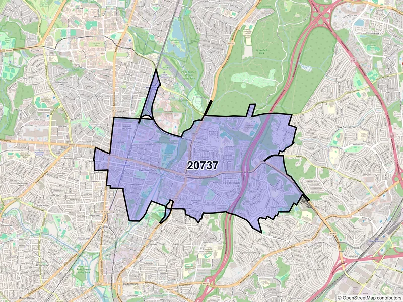Map of ZIP Code 20737 — Riverdale, MD