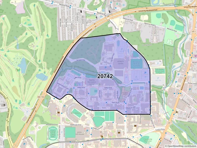 Map of ZIP Code 20742 — College Park, MD