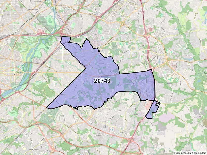 Map of ZIP Code 20743 — Capitol Heights, MD