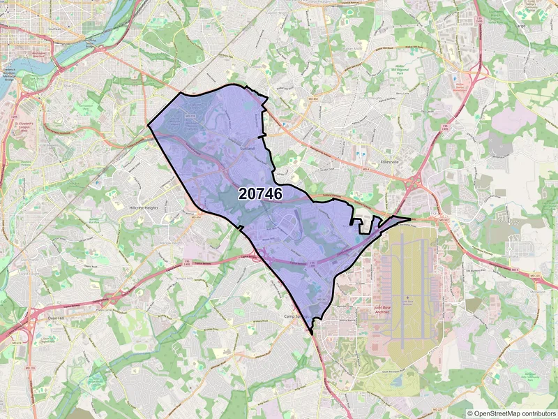 Map of ZIP Code 20746 — Suitland, MD