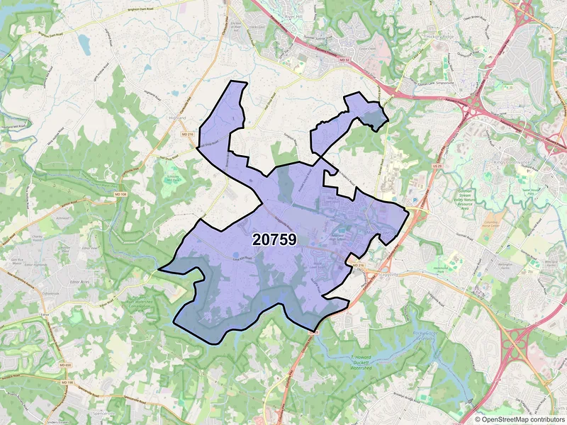 Map of ZIP Code 20759 — Fulton, MD