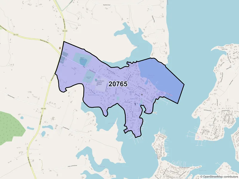 Map of Galesville, Maryland and ZIP codes