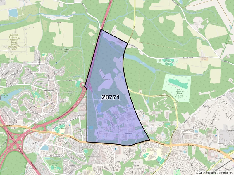Map of ZIP Code 20771 — Greenbelt, MD