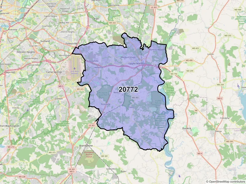 Map of ZIP Code 20772 — Upper Marlboro, MD