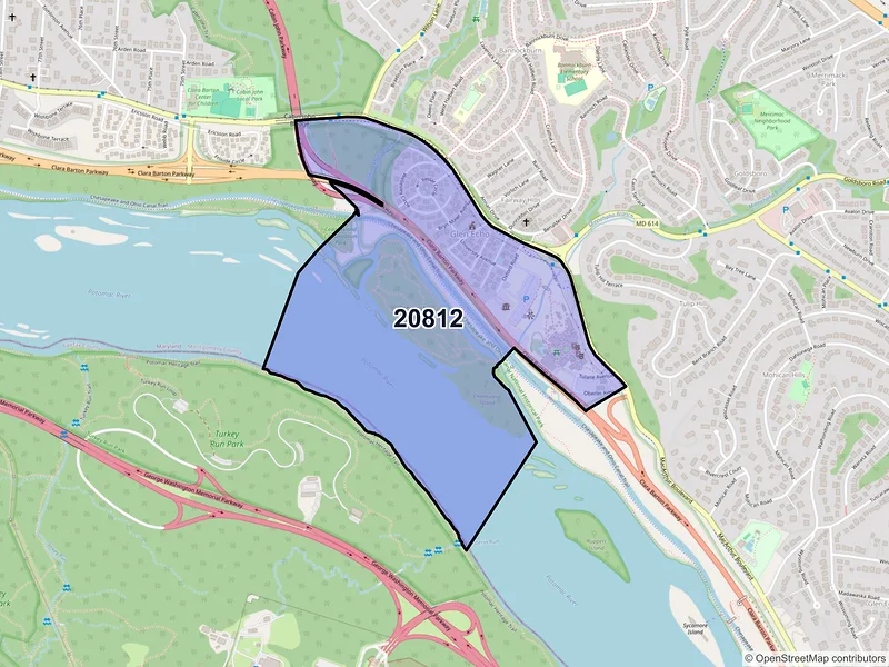 Map of ZIP Code 20812 — Glen Echo, MD