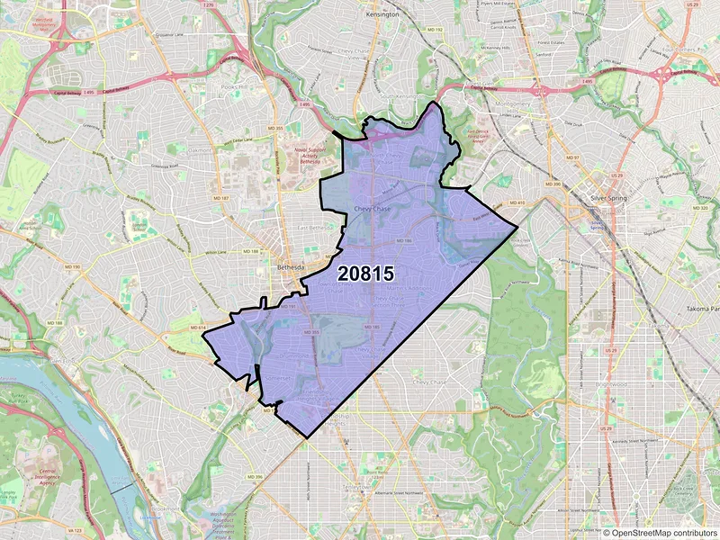 Map of ZIP Code 20815 — Chevy Chase, MD