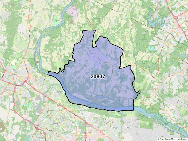 Map of Poolesville, Maryland and ZIP codes