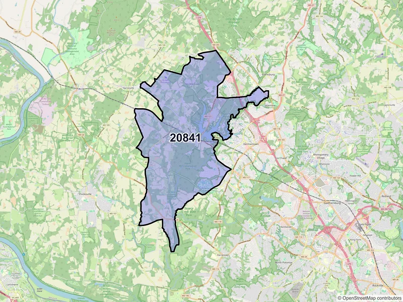 Map of ZIP Code 20841 — Boyds, MD