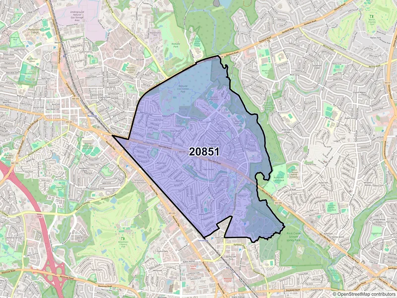 Map of ZIP Code 20851 — Rockville, MD