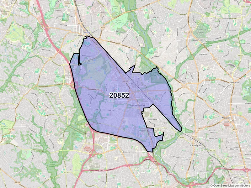 Map of ZIP Code 20852 — Rockville, MD