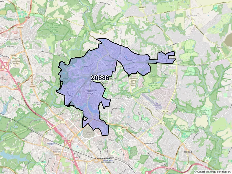 Map of ZIP Code 20886 — Montgomery Village, MD