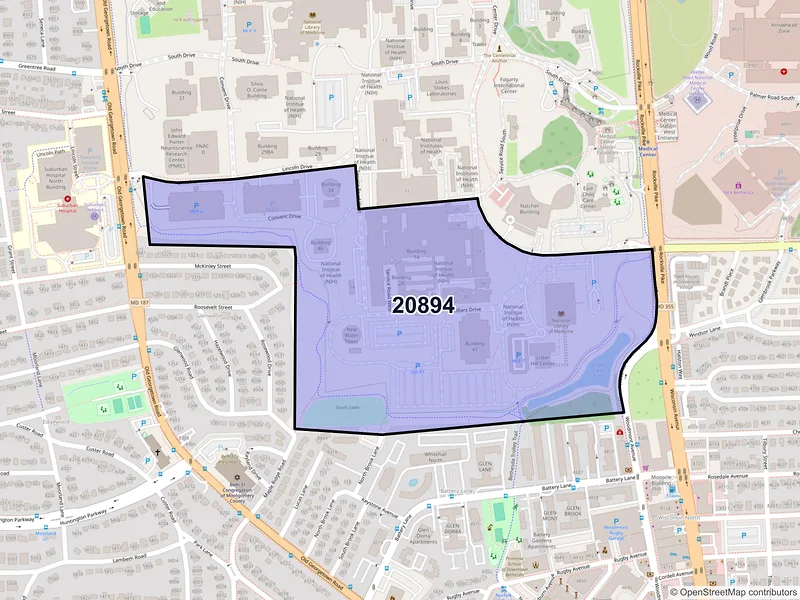 Map of ZIP Code 20894 — Bethesda, MD
