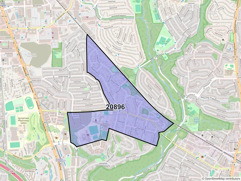 Map of Garrett Park, Maryland and ZIP codes
