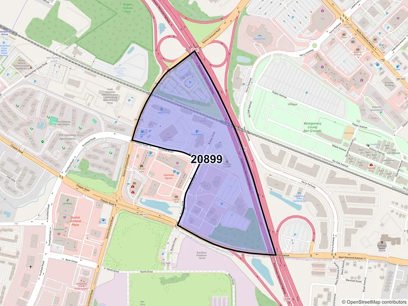 Map of ZIP Code 20899 — Gaithersburg, MD