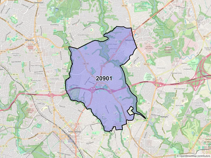 Map of ZIP Code 20901 — Silver Spring, MD