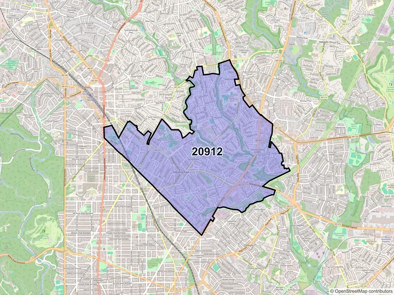 Map of ZIP Code 20912 — Takoma Park, MD