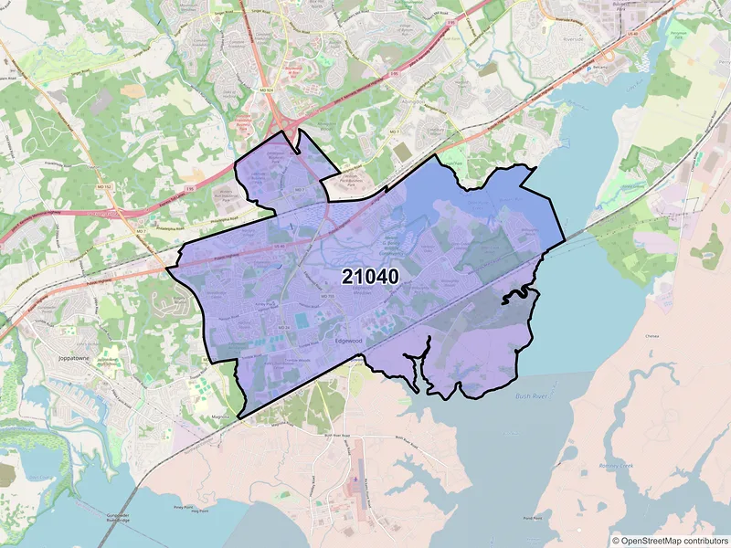 Map of ZIP Code 21040 — Edgewood, MD