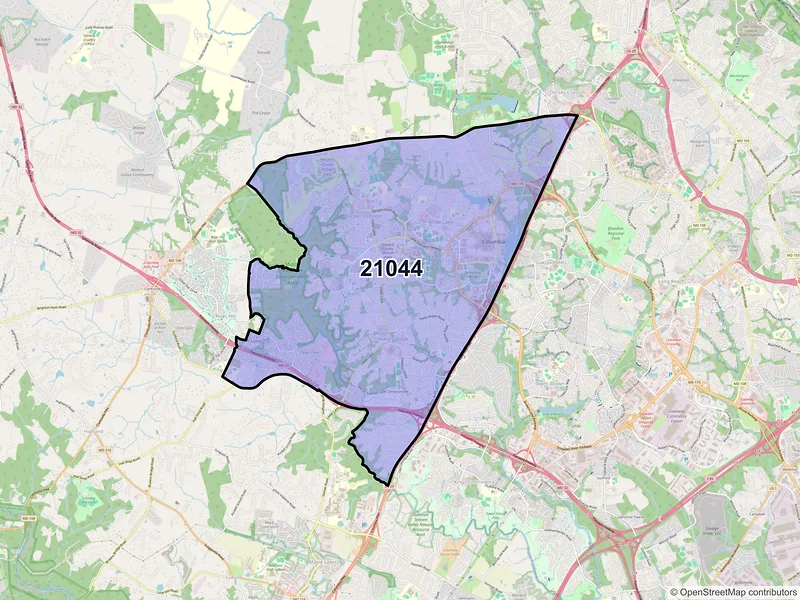 Map of ZIP Code 21044 — Columbia, MD