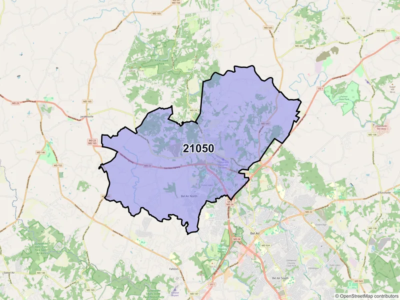 Map of Forest Hill, Maryland and ZIP codes