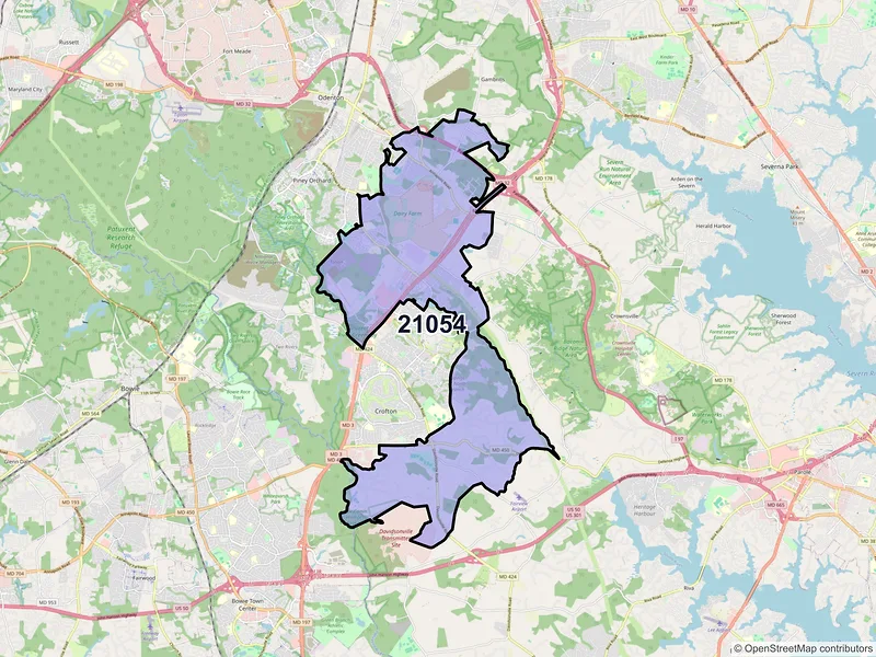 Map of ZIP Code 21054 — Gambrills, MD