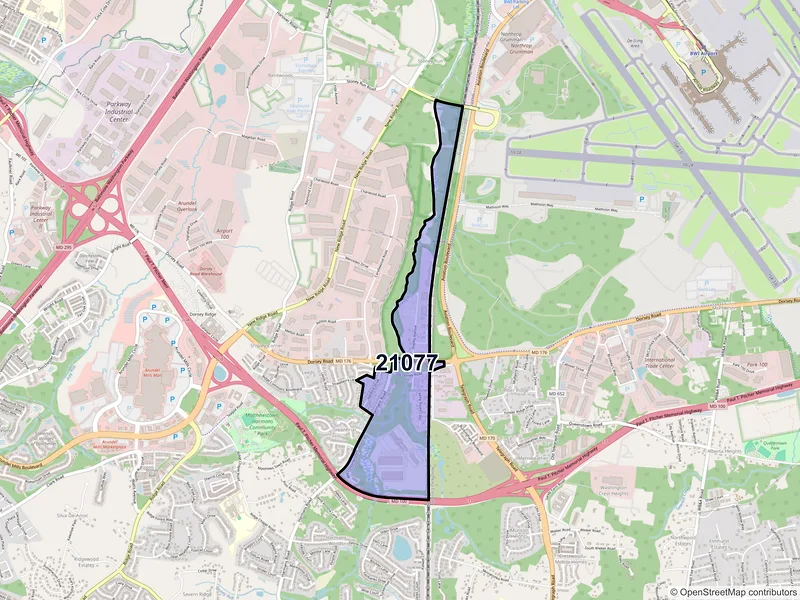 Map of ZIP Code 21077 — Harmans, MD