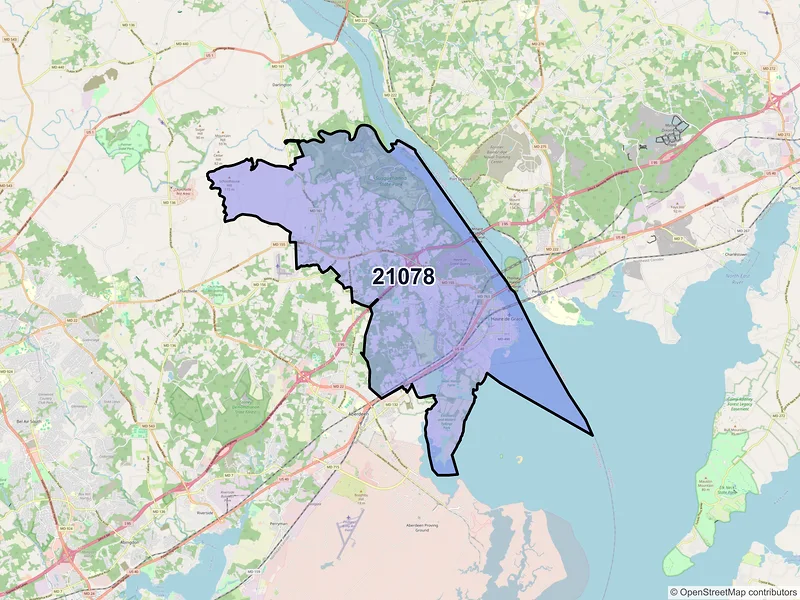 Map of Havre De Grace, Maryland and ZIP codes