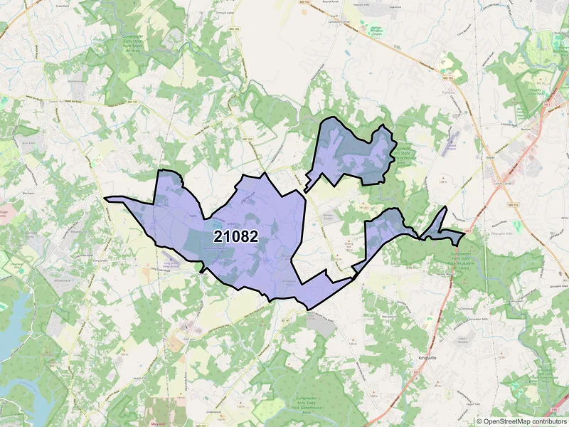Map of ZIP Code 21082 — Hydes, MD