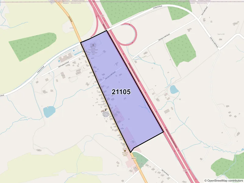 Map of Maryland Line, Maryland and ZIP codes