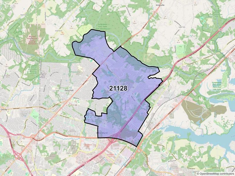 Map of ZIP Code 21128 — Perry Hall, MD