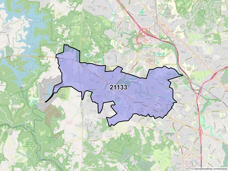 Map of Randallstown, Maryland and ZIP codes
