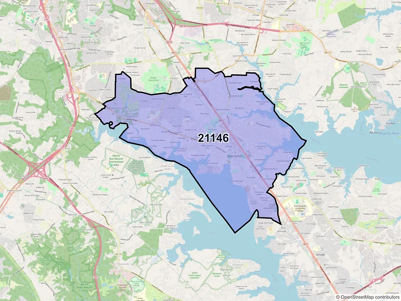 Map of ZIP Code 21146 — Severna Park, MD