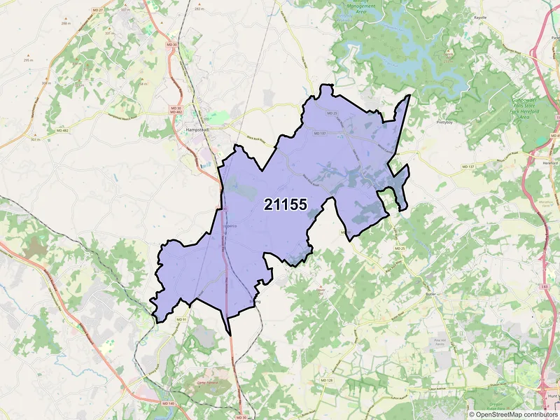 Map of ZIP Code 21155 — Upperco, MD