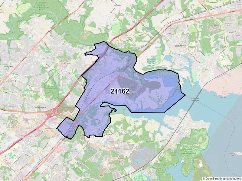 Map of ZIP Code 21162 — White Marsh, MD