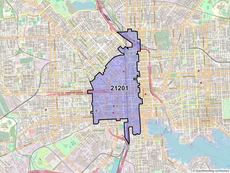 Map of ZIP Code 21201 — Baltimore, MD