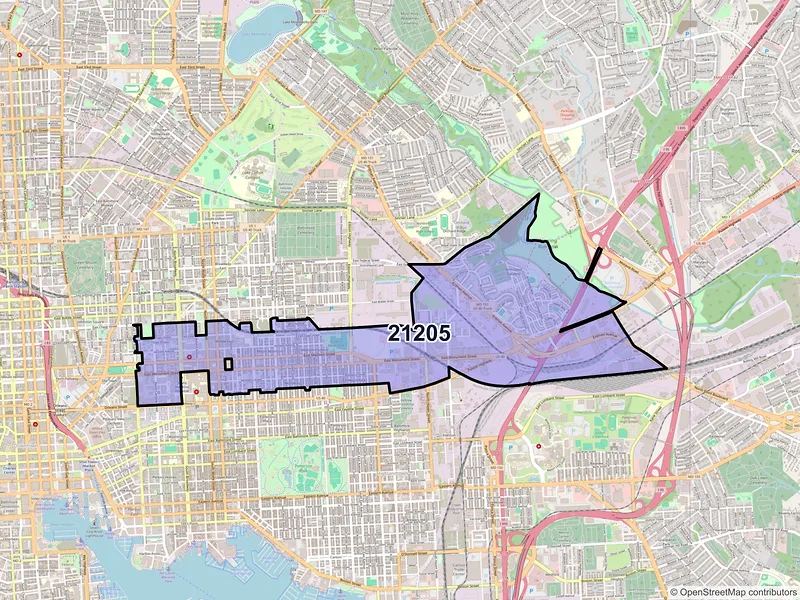 Map of ZIP Code 21205 — Baltimore, MD