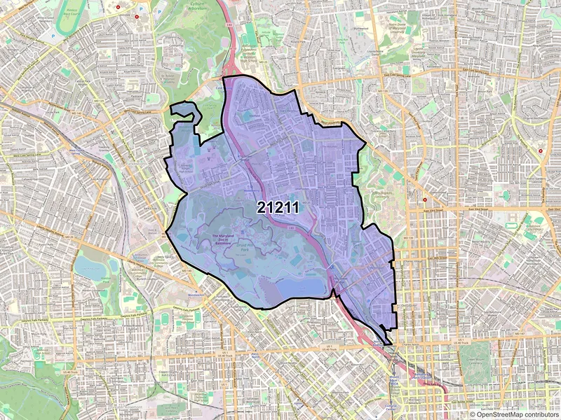 Map of ZIP Code 21211 — Baltimore, MD