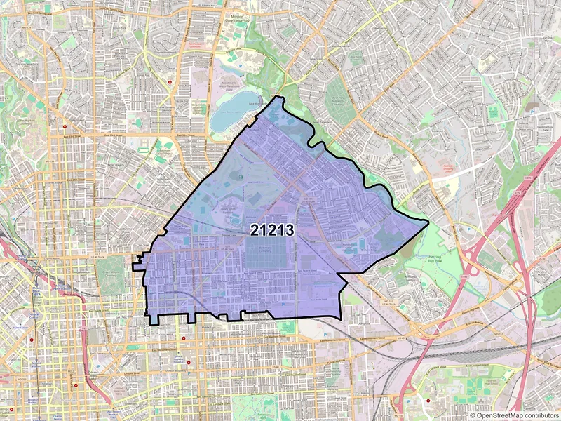 Map of ZIP Code 21213 — Baltimore, MD