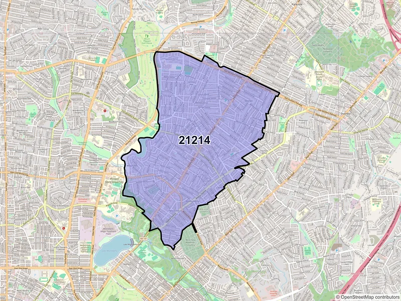 Map of ZIP Code 21214 — Baltimore, MD