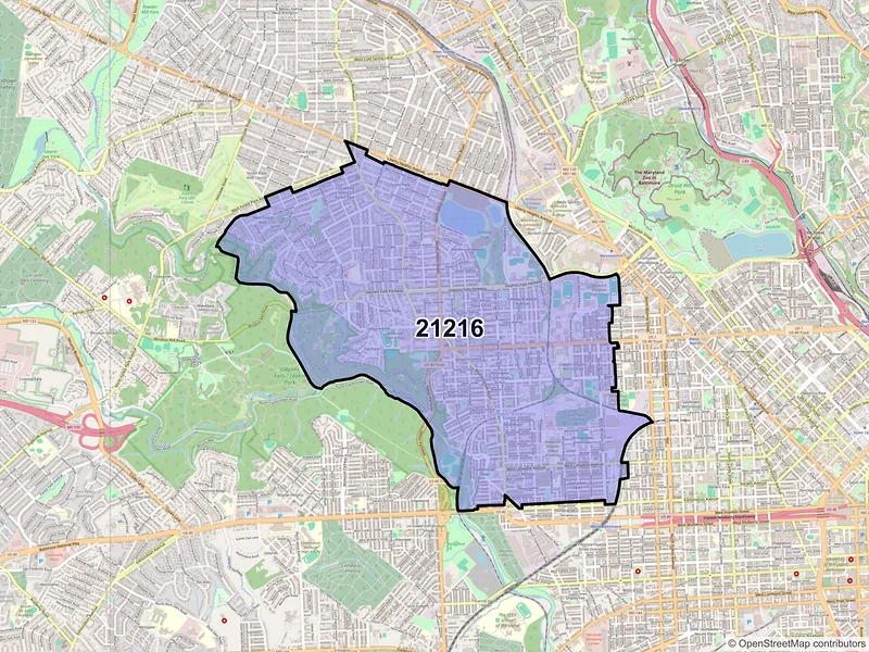 Map of ZIP Code 21216 — Baltimore, MD