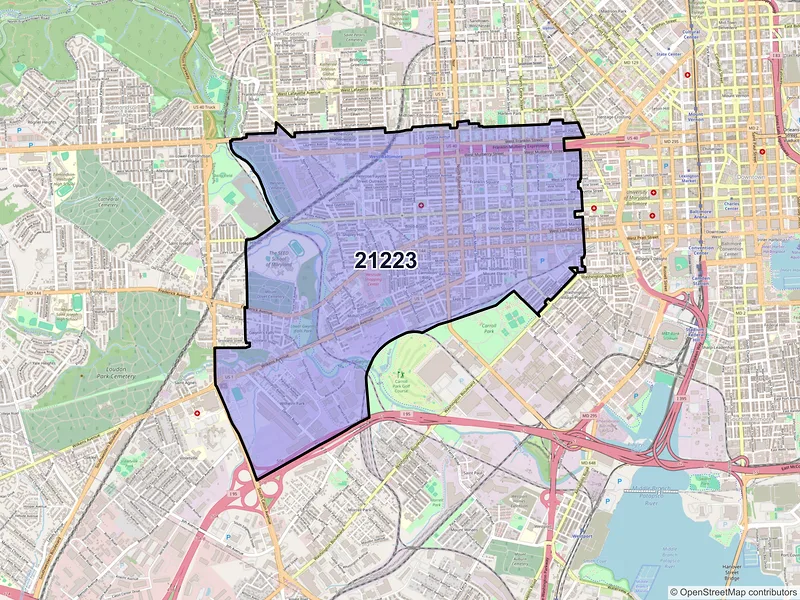 Map of ZIP Code 21223 — Baltimore, MD