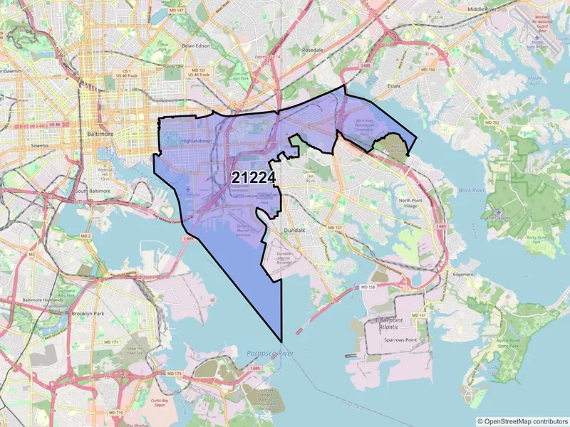 Map of ZIP Code 21224 — Baltimore, MD