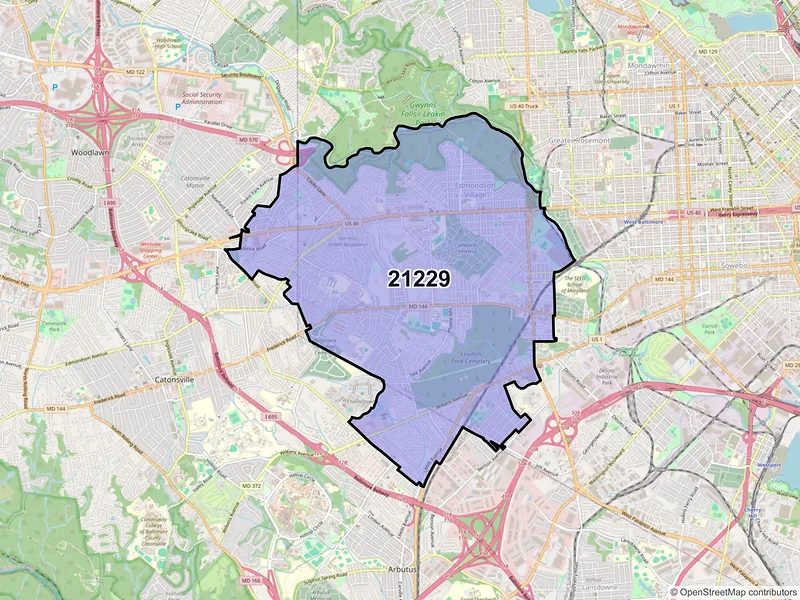 Map of ZIP Code 21229 — Baltimore, MD