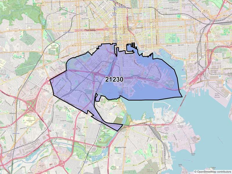 Map of ZIP Code 21230 — Baltimore, MD