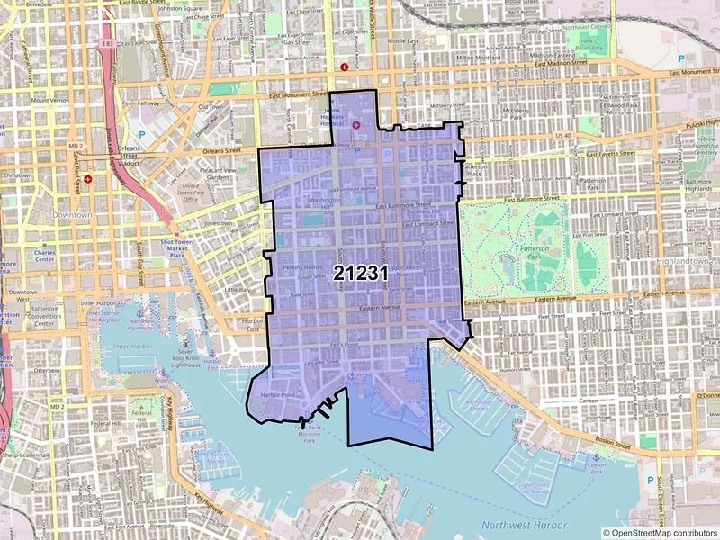 Map of ZIP Code 21231 — Baltimore, MD