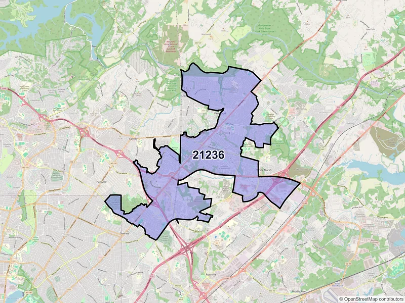 Map of ZIP Code 21236 — Nottingham, MD